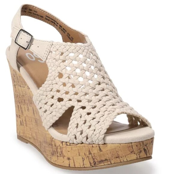 SO Taffy Natural Woven Braided Cork Wedge Heel Women's Sandals - Size 6 - Picture 1 of 8